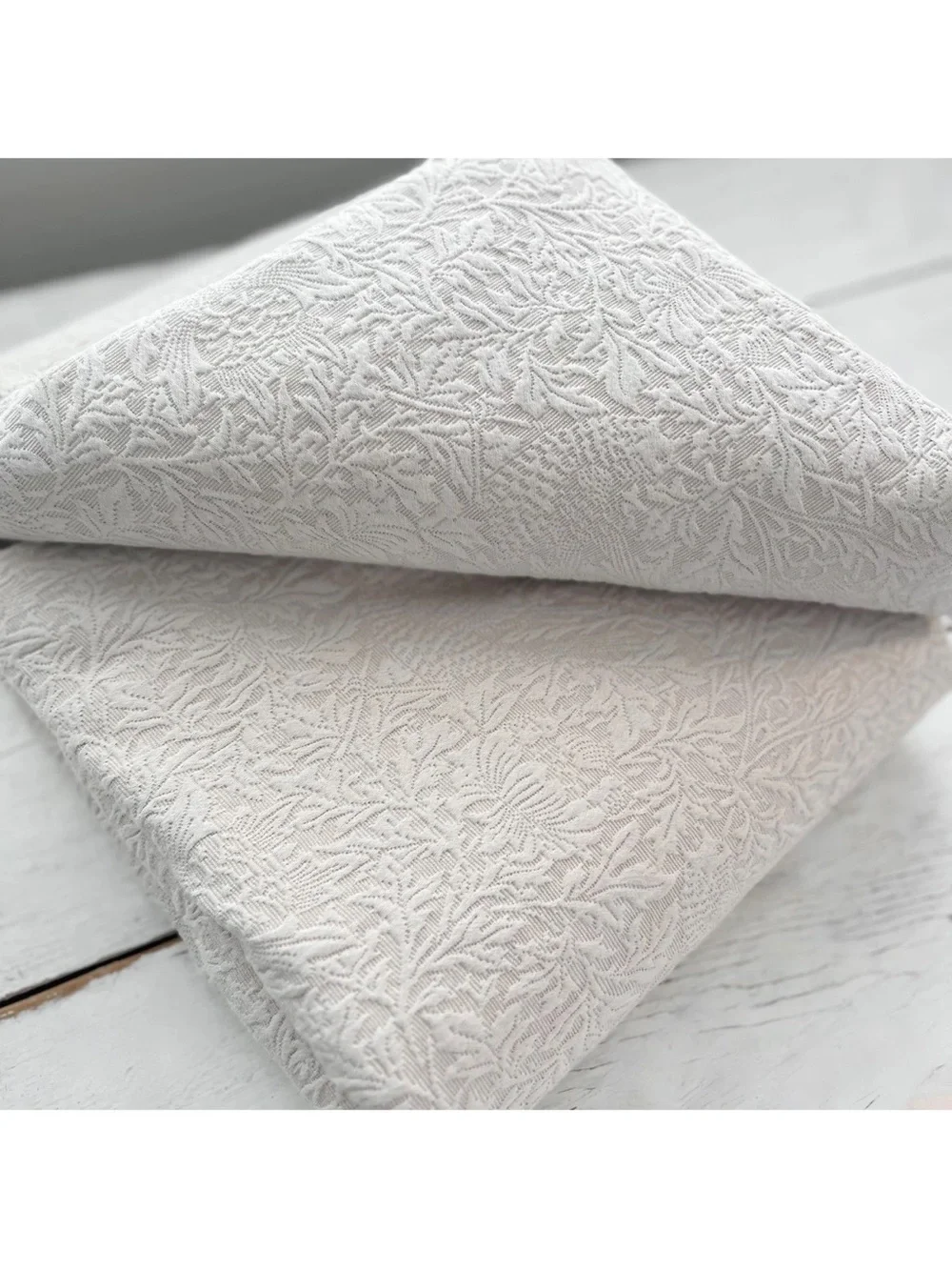 Morris & Co Jacquard Bird Floral Damask Texture Cotton Duvet QUEEN Cover Beige